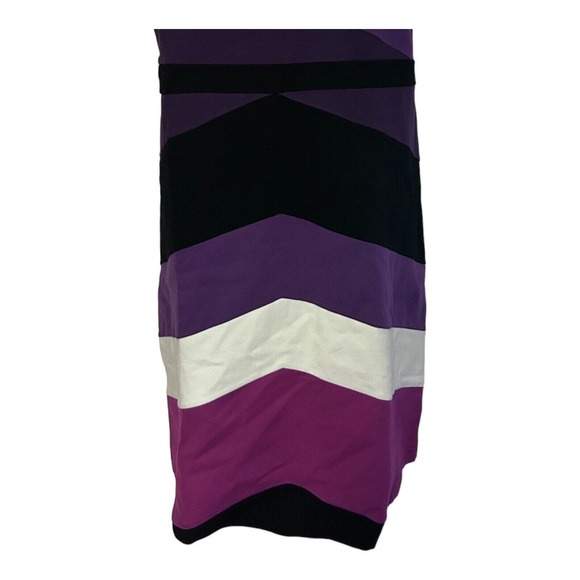 Midnight Velvet Ponte Colorblock Purple Fuchsia Black Office Cocktail Dress - Picture 8 of 14